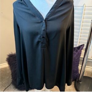 White House Black Market Black Button-Down Blouse